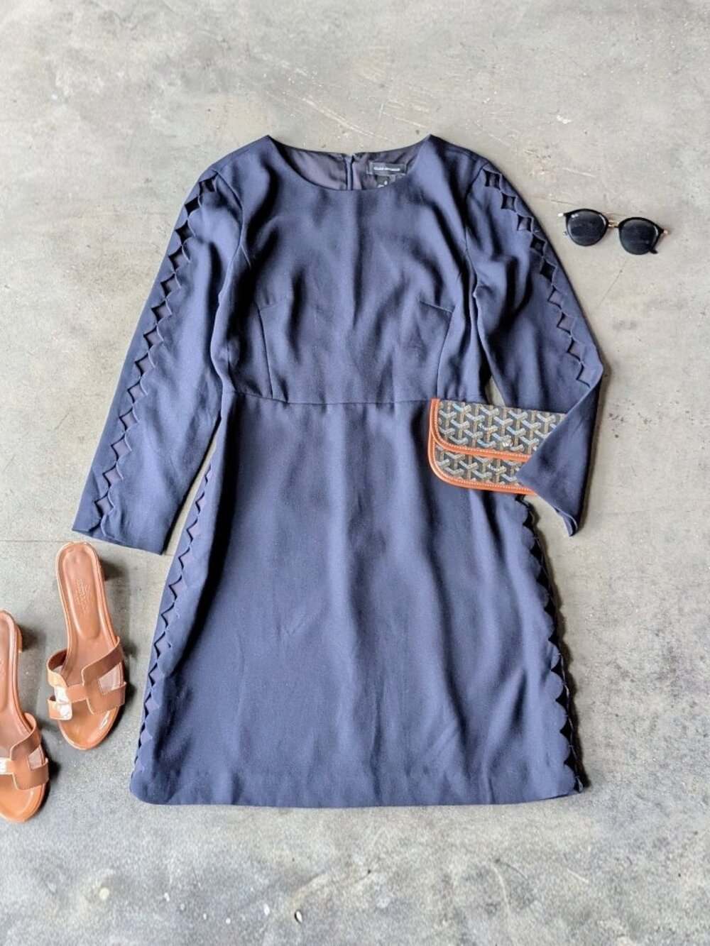 Club Monaco Navy Blue Edni Diamond Cutout Mini Sheath Dress size 2